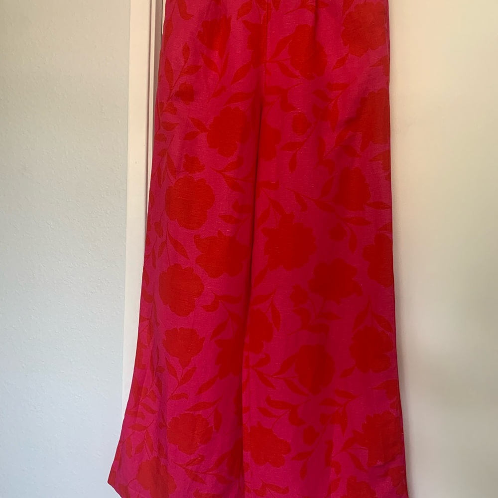 Floral Wide Leg Pants - Pink and Red